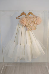 Peach and white lehenga set